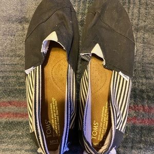 Black Toms with Black and white striped sides